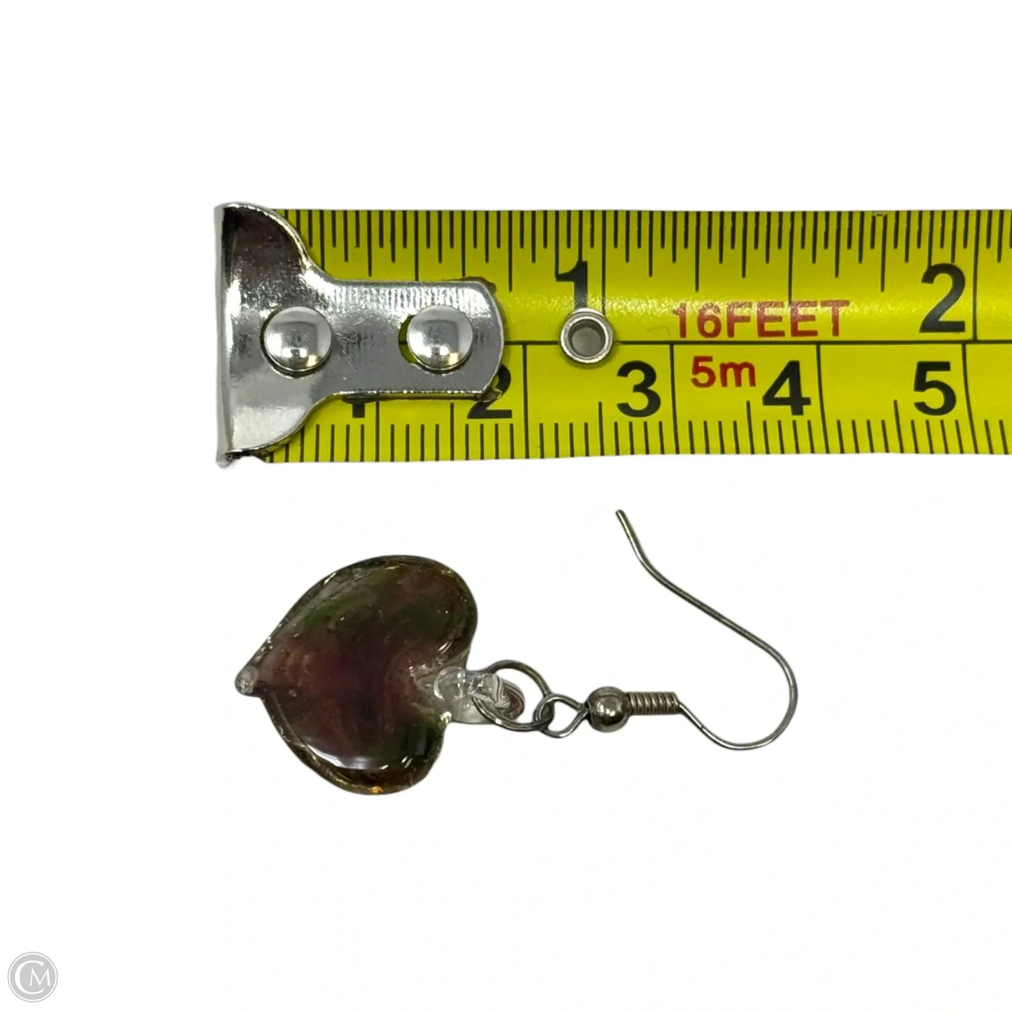 Glass Heart Dangle Earrings