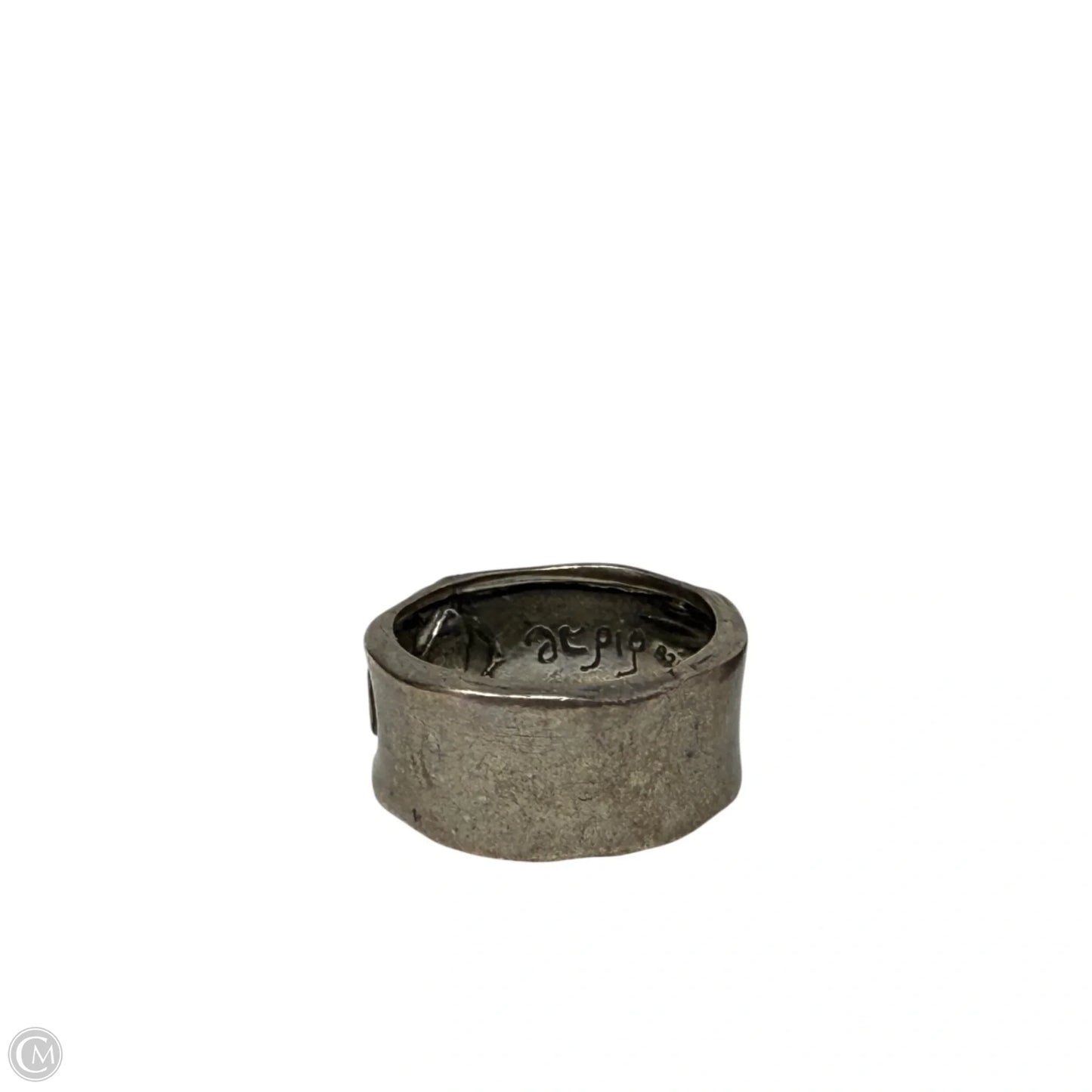 Handmade Oxidized Sterling Silver & Garnet Wide Cigar Band Ring By Didae, Size: 8