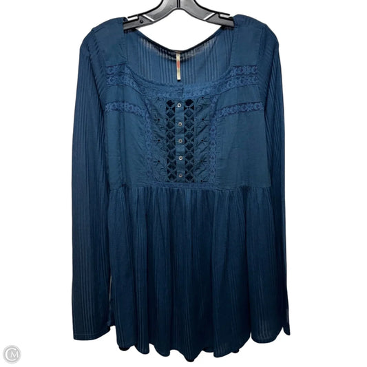 Tunic Long Sleeve By Free People In Blue, Size: L