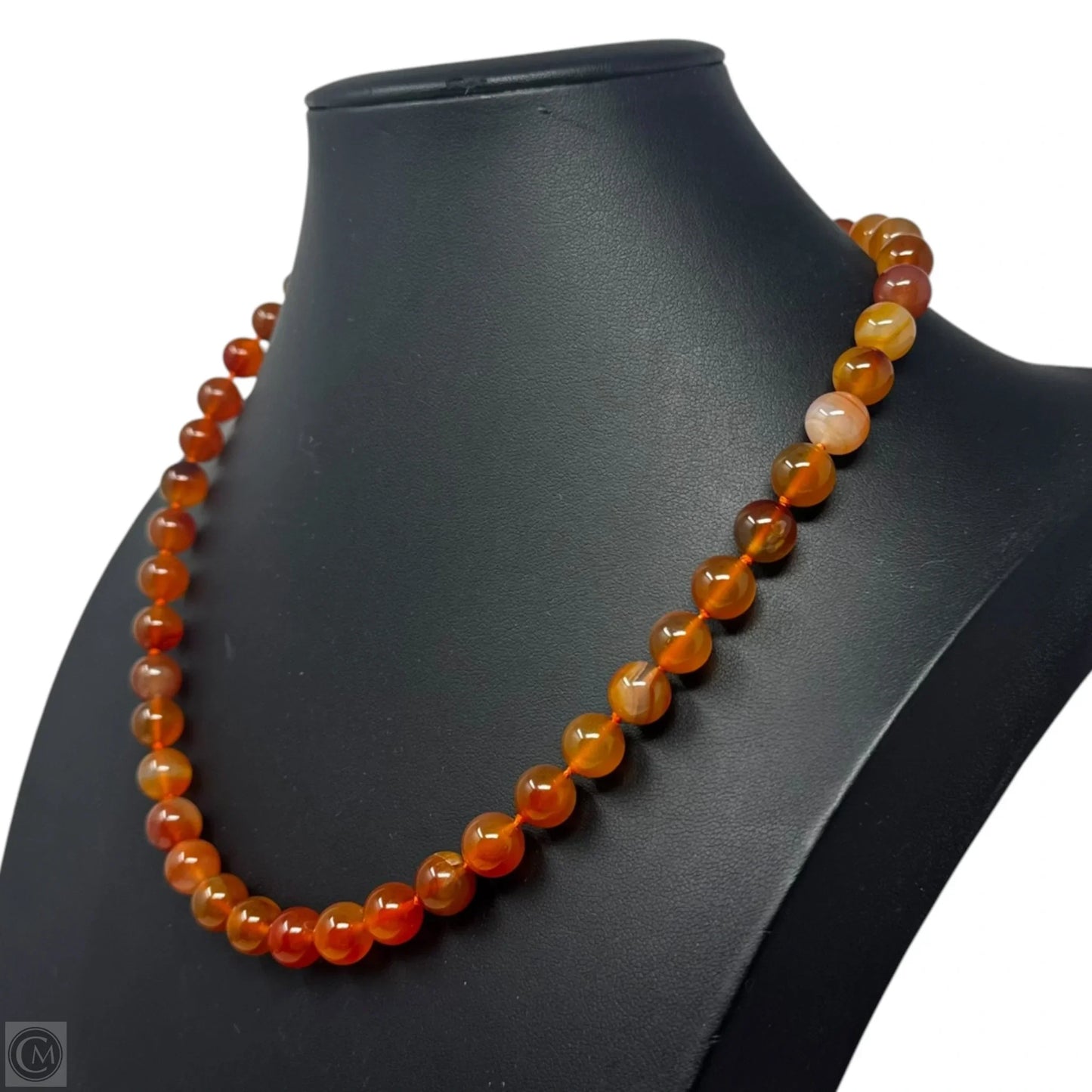Carnelian Agate Beaded Screw Clasp Necklace