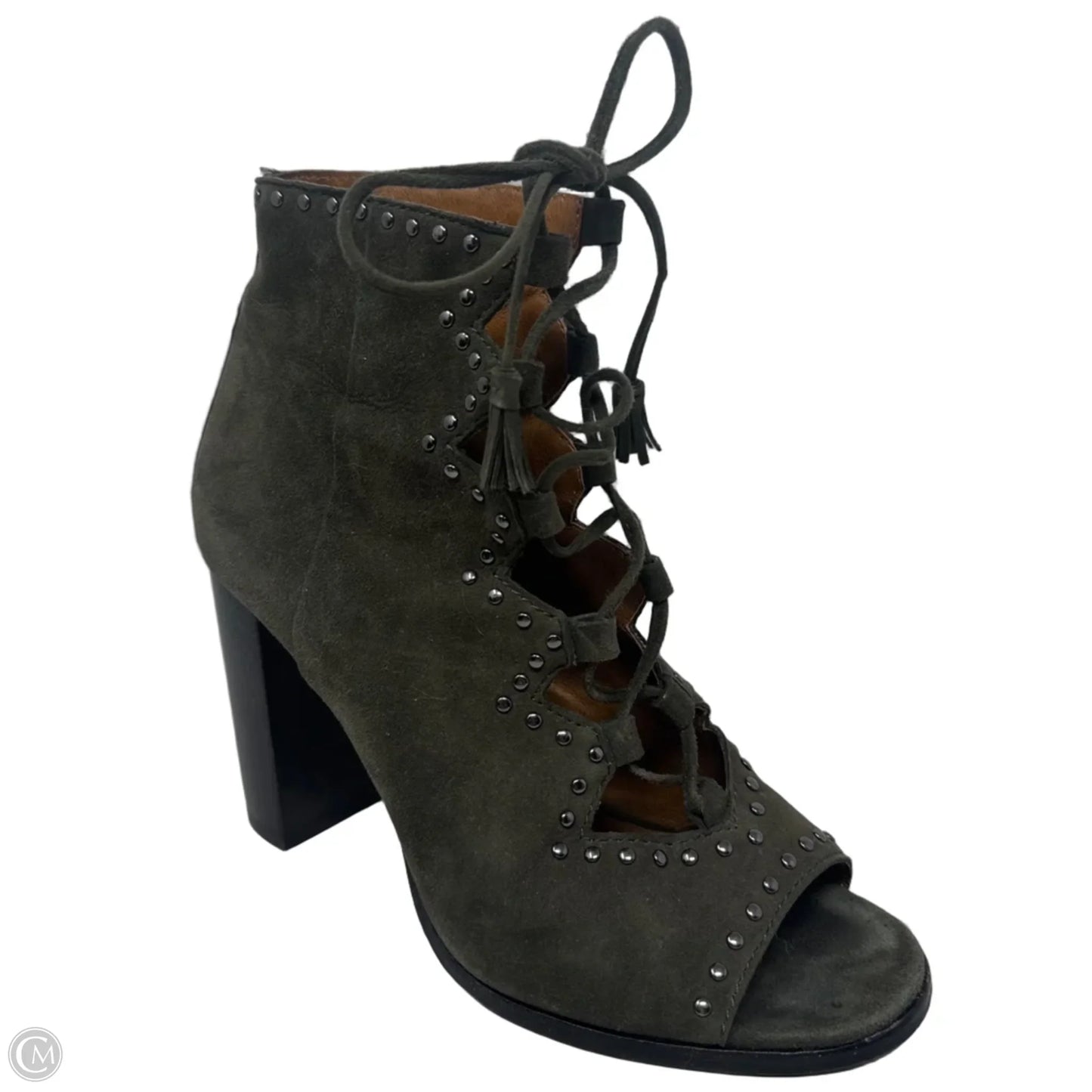 Studded Suede Lace Up Shoes Designer By Frye In Green, Size: 7