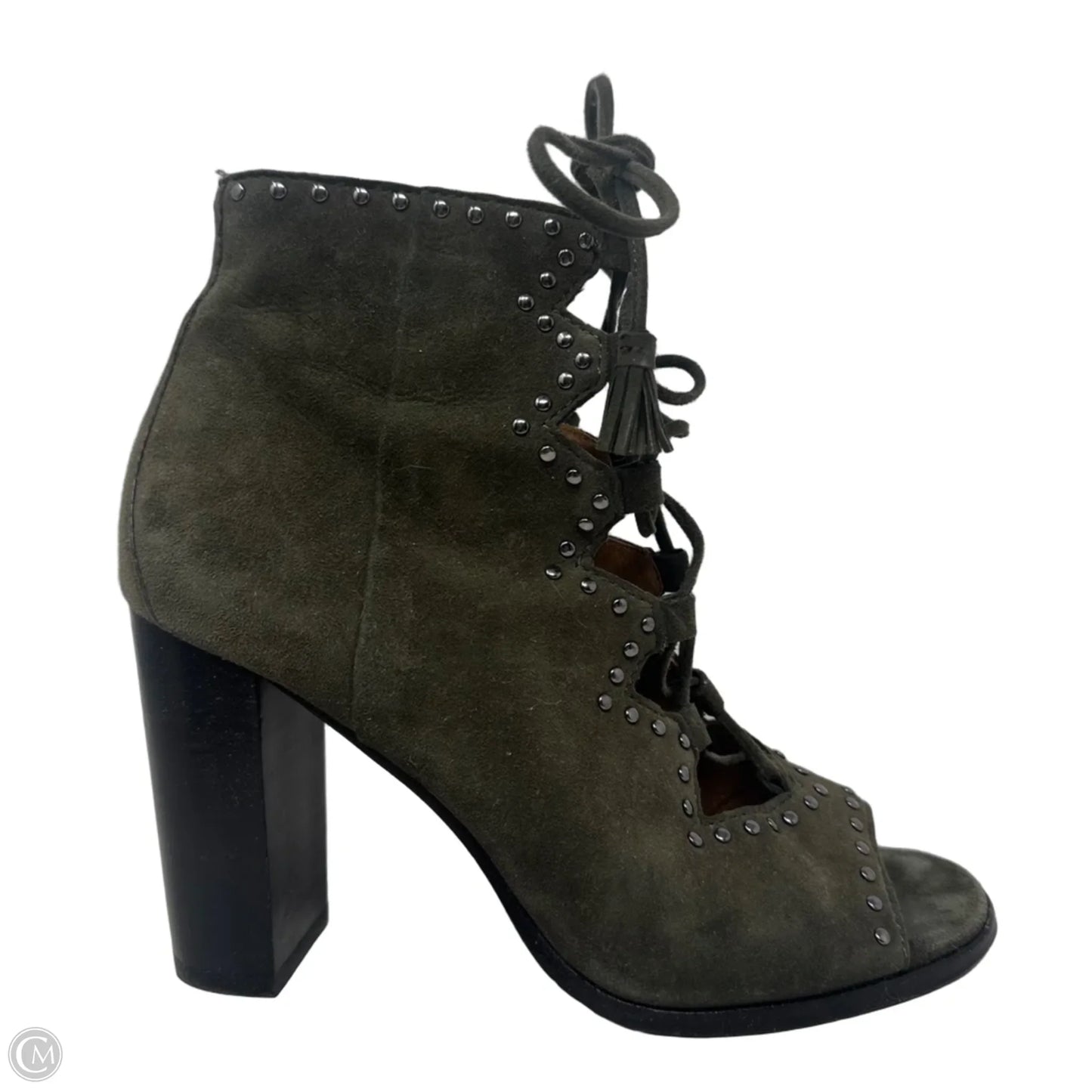 Studded Suede Lace Up Shoes Designer By Frye In Green, Size: 7