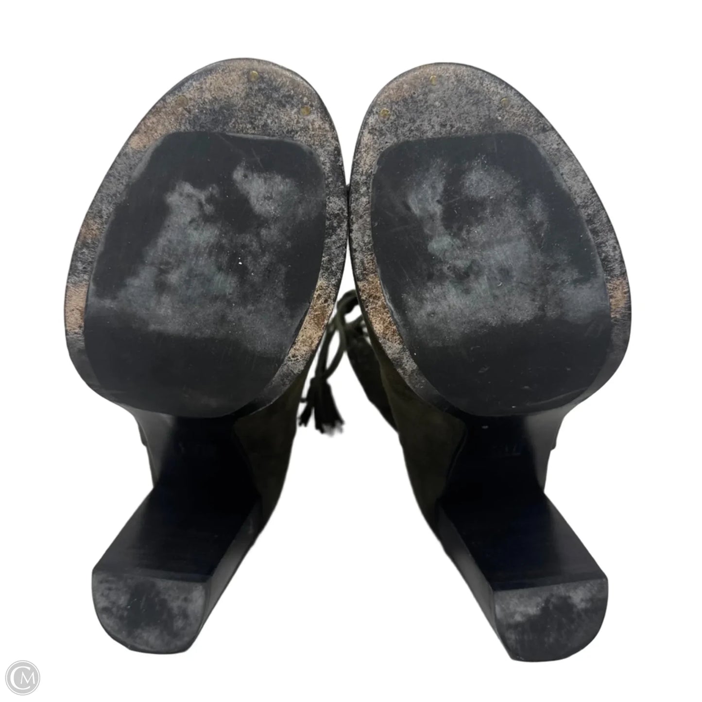 Studded Suede Lace Up Shoes Designer By Frye In Green, Size: 7