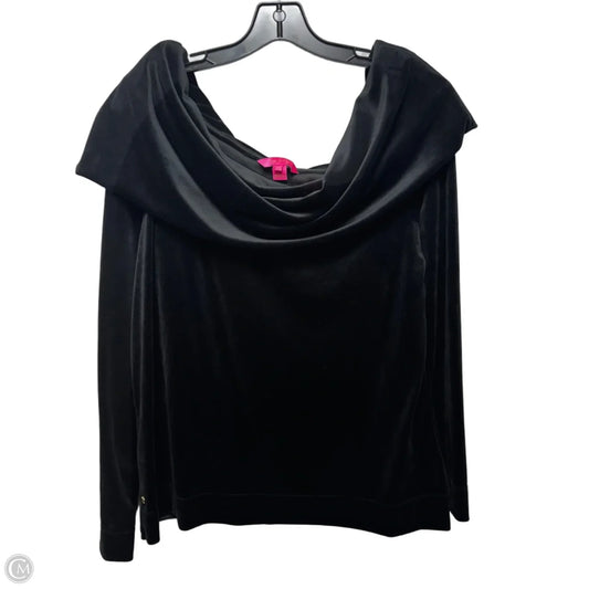 Off Shoulder Velour Top Long Sleeve Designer By Lilly Pulitzer In Black, Size: Xxl