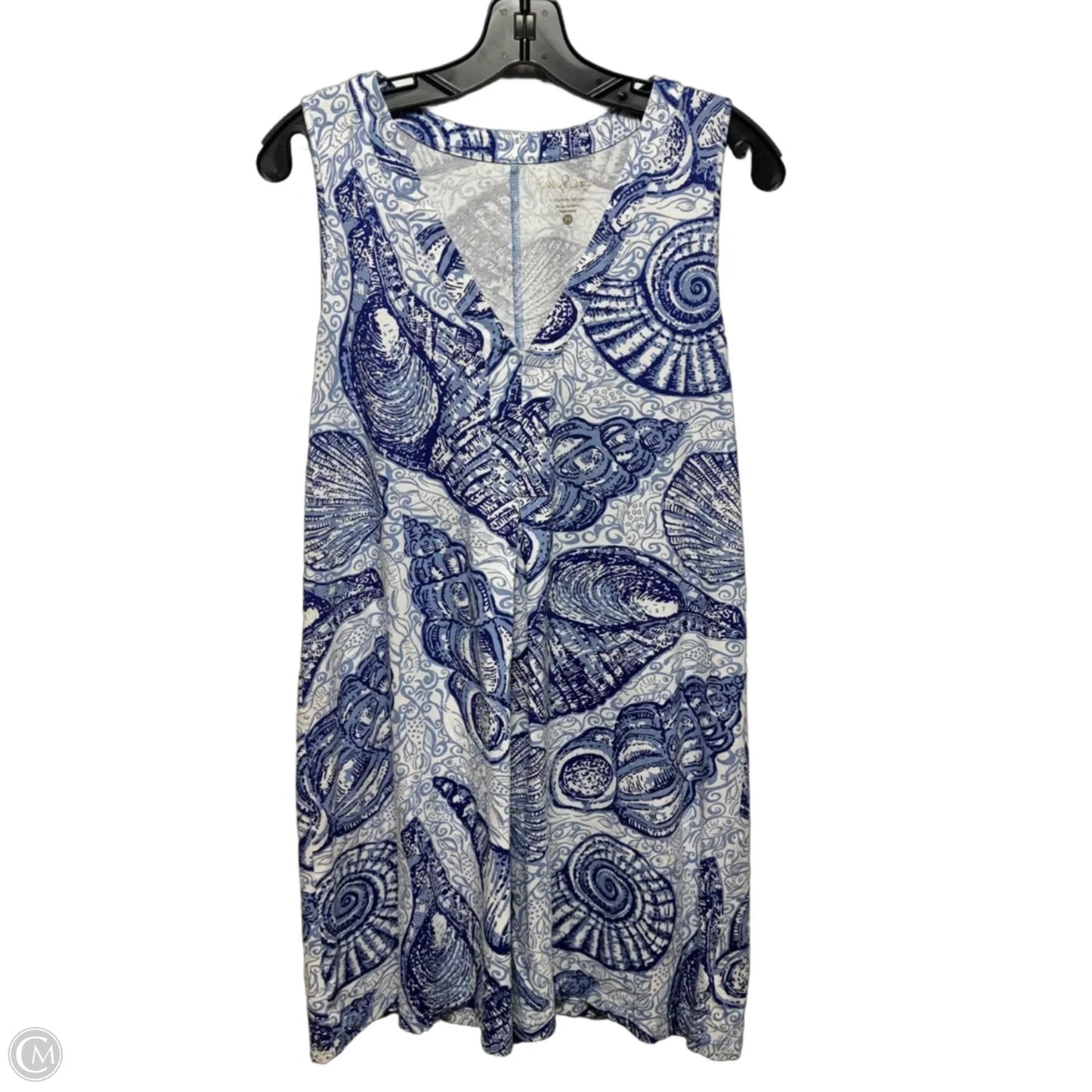Amina Swing Dress Designer By Lilly Pulitzer In Blue & White, Size: M
