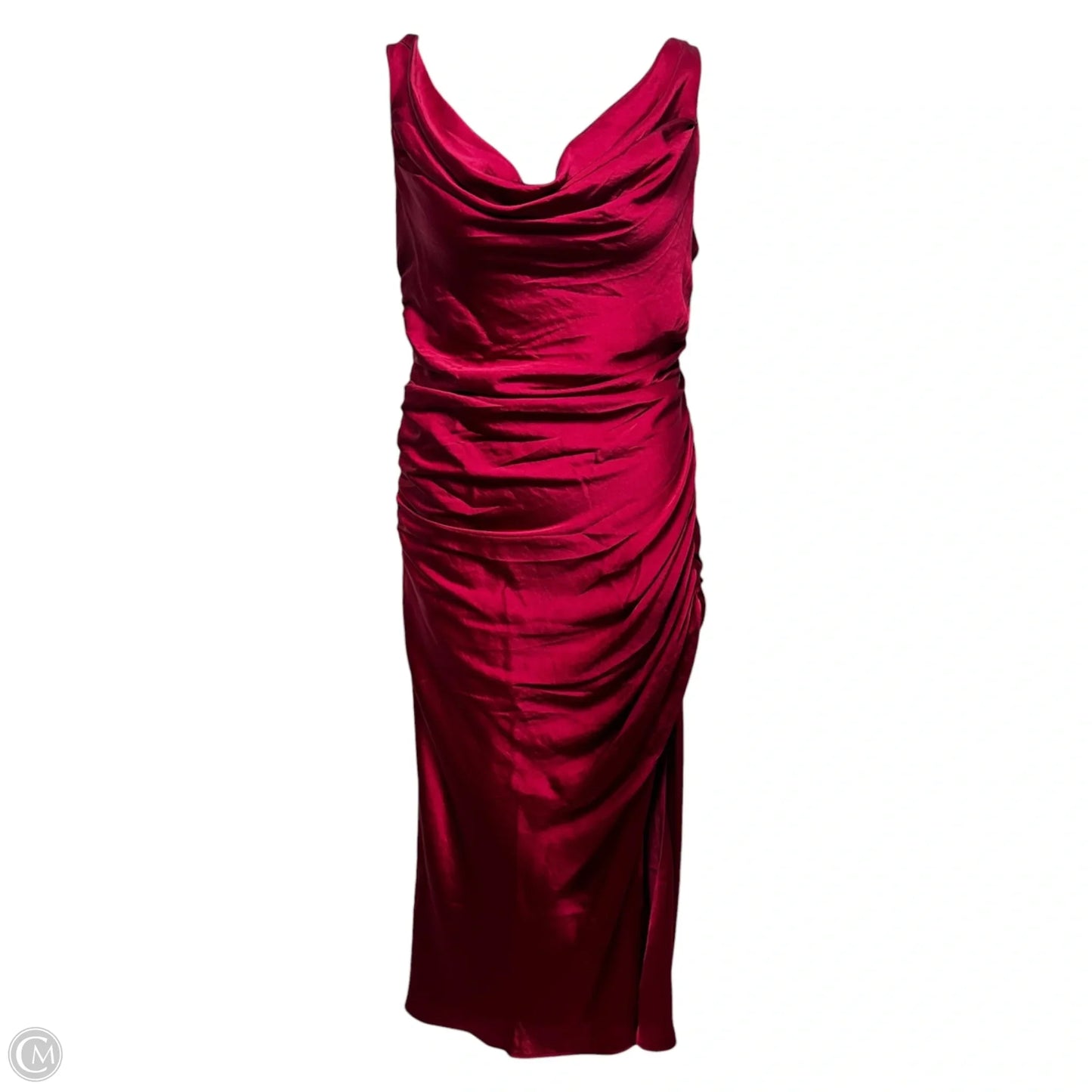 Cowl Neck Ruched Dress Party Long By Abercrombie And Fitch In Red, Size: Lp