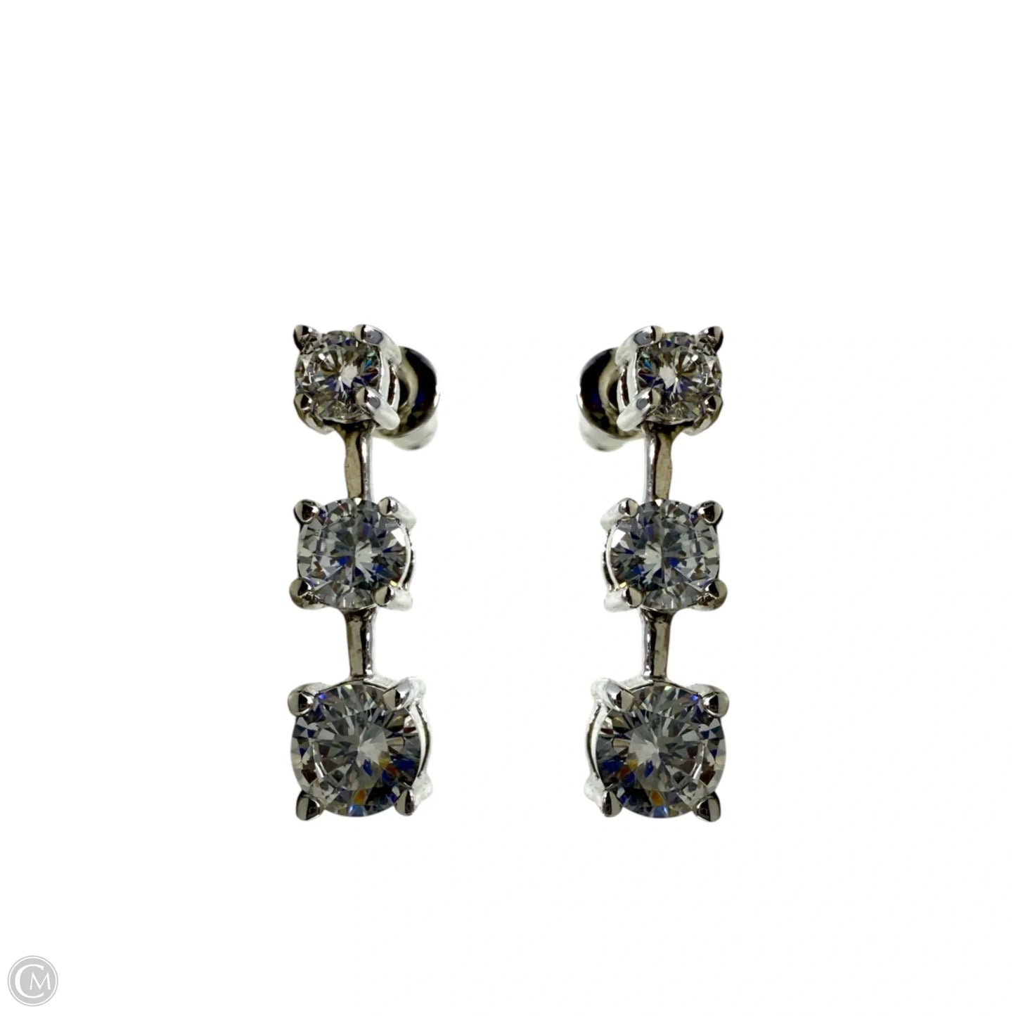 3 Clear Stone Drop Earrings