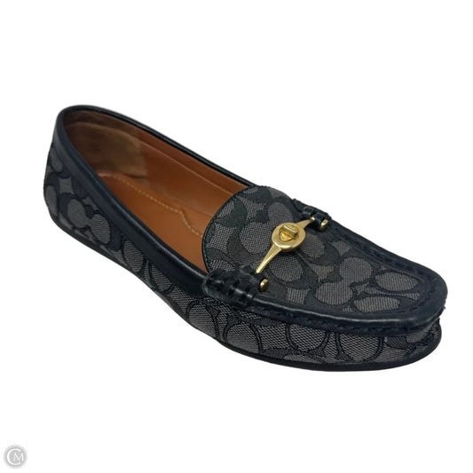 Signature Loafer Shoes Designer By Coach In Black & Grey, Size: 9