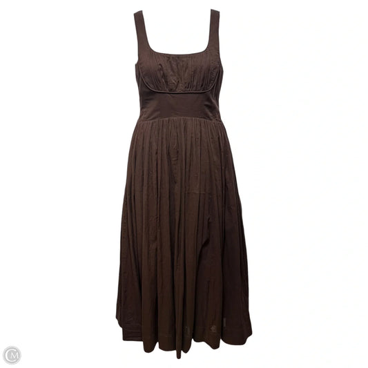 Sunny Gathered Poplin Maxi Dress By Aje. In Brown, Size: 10