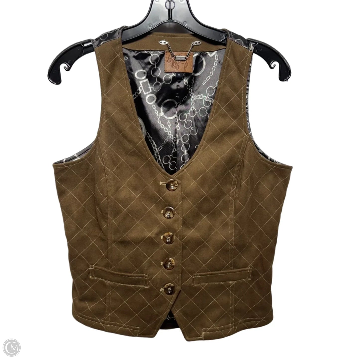 Faux Suede Quilted Vest By Goode Rider In Green, Size: M