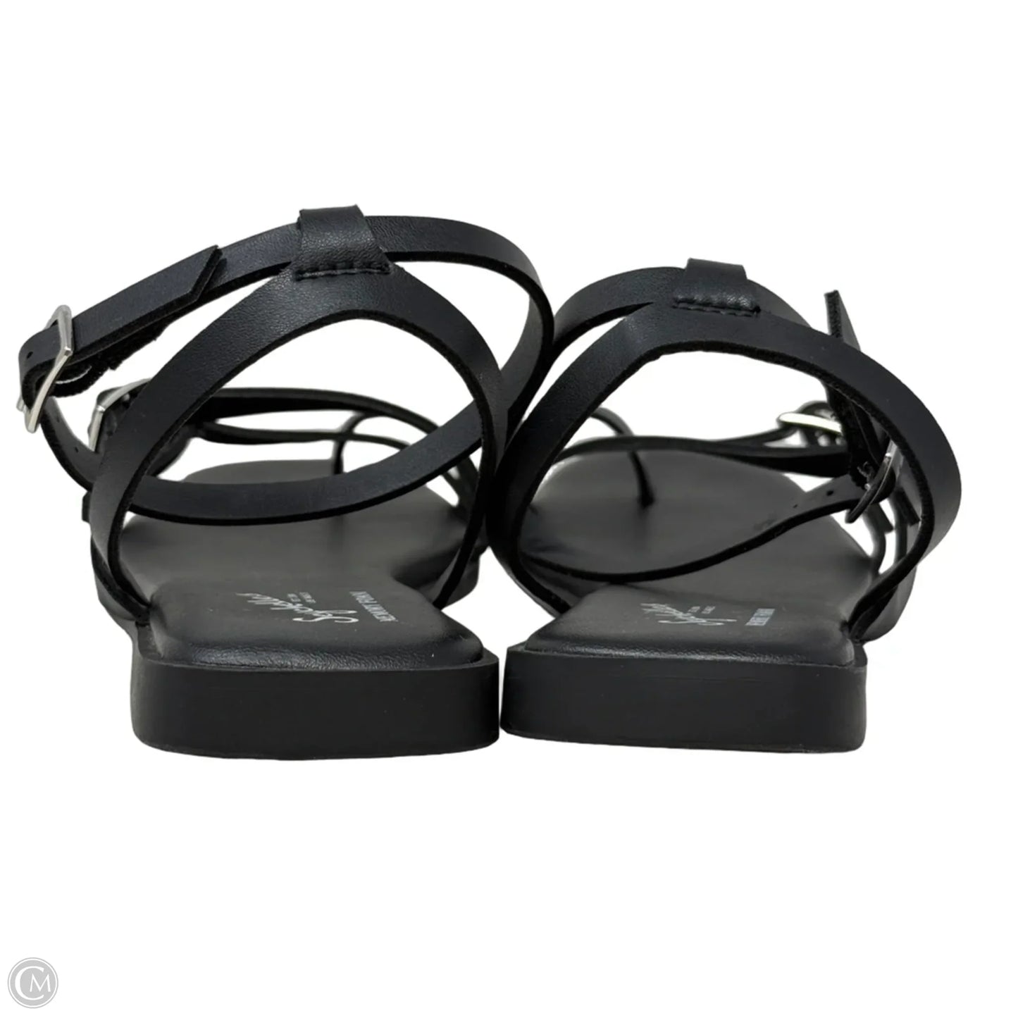 Strappy Leather Flat Sandals By Seychelles In Black, Size: 7