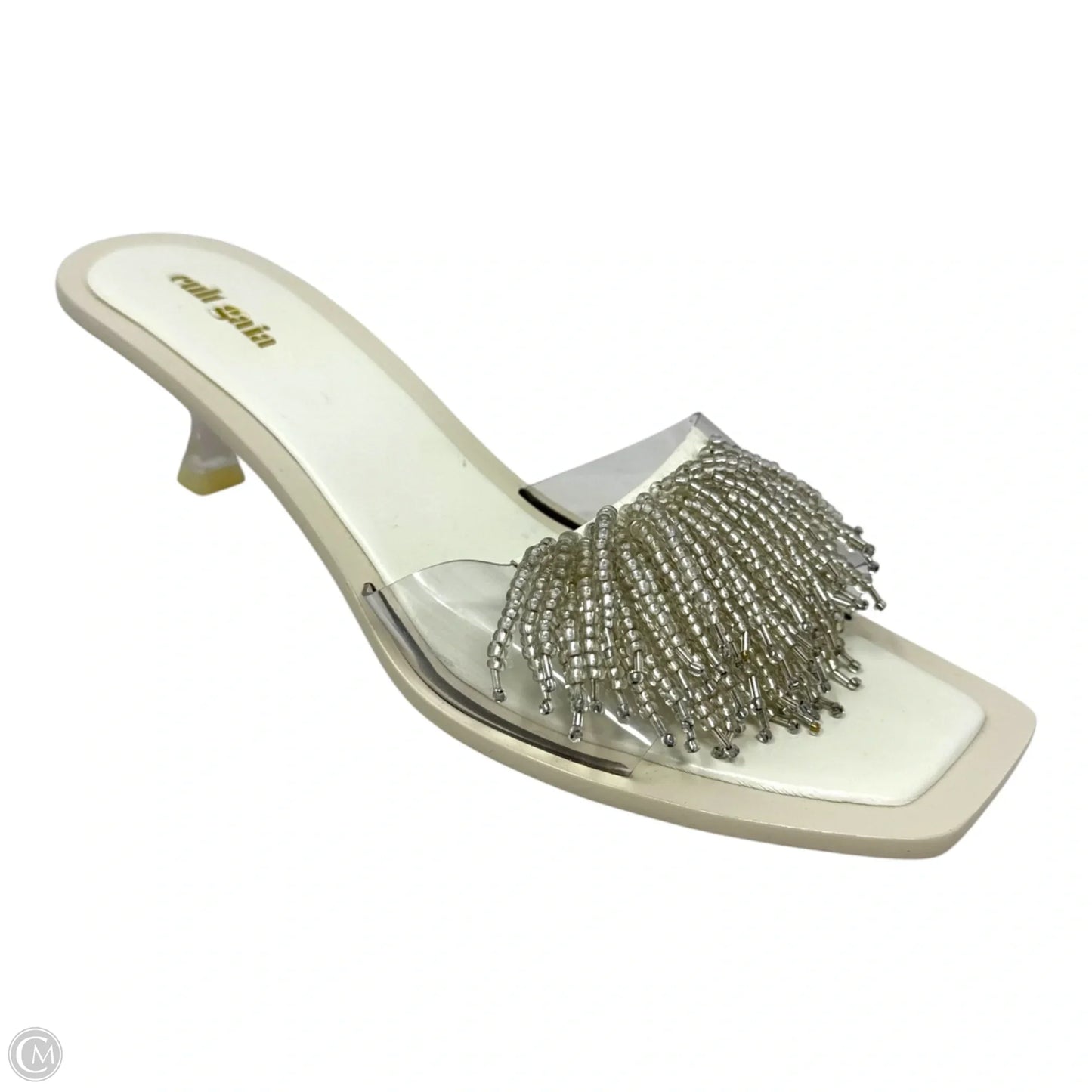 Uma Beaded Sandals Heels Kitten By Cult Gaia In Cream, Size: 12