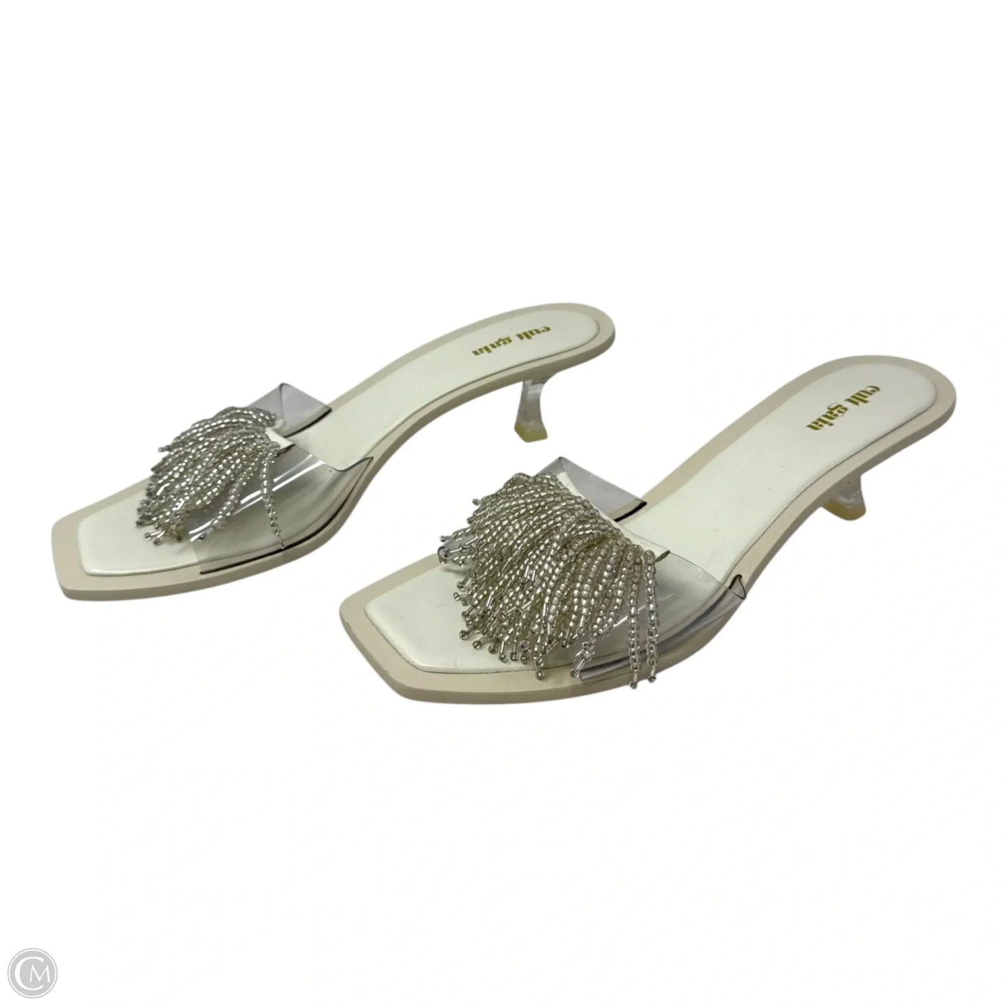 Uma Beaded Sandals Heels Kitten By Cult Gaia In Cream, Size: 12