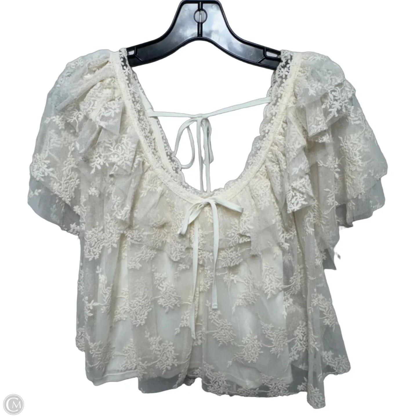 Top 2pc Short Sleeve By Gianni Bini In Ivory, Size: L