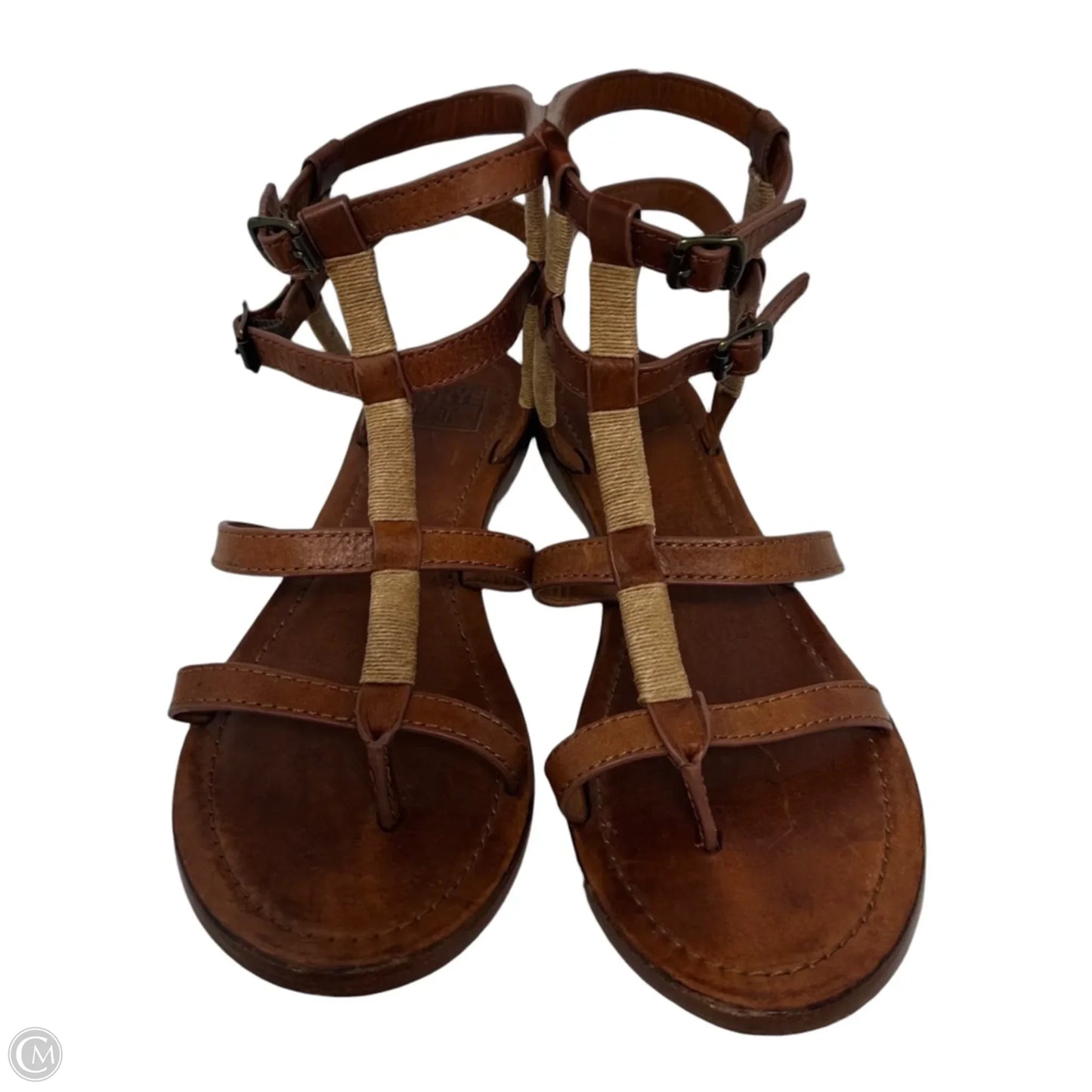 Rachel Gladiator Sandals Designer By Frye In Brown, Size: 8