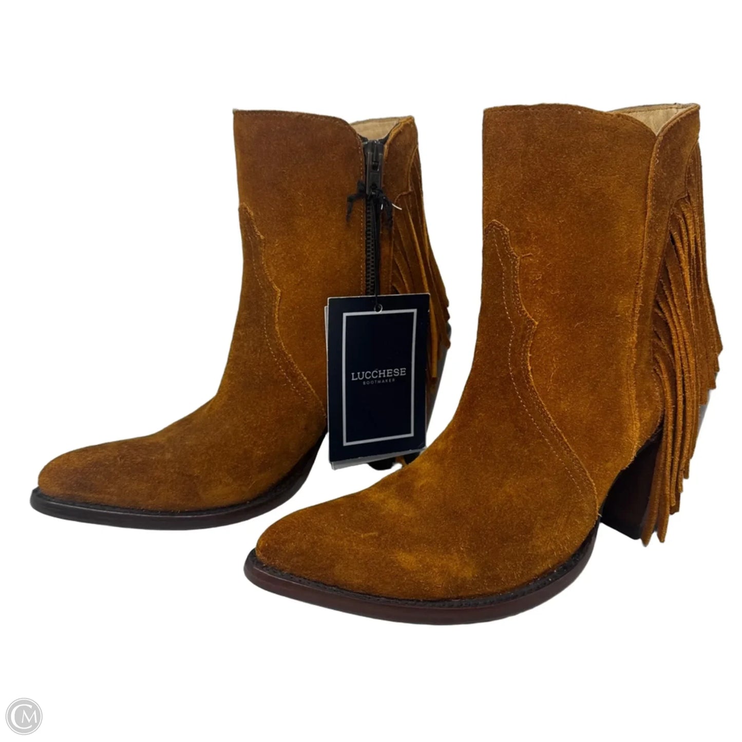 Maypop Fringe Suede Boots Western By Lucchese In Tan, Size: 7.5