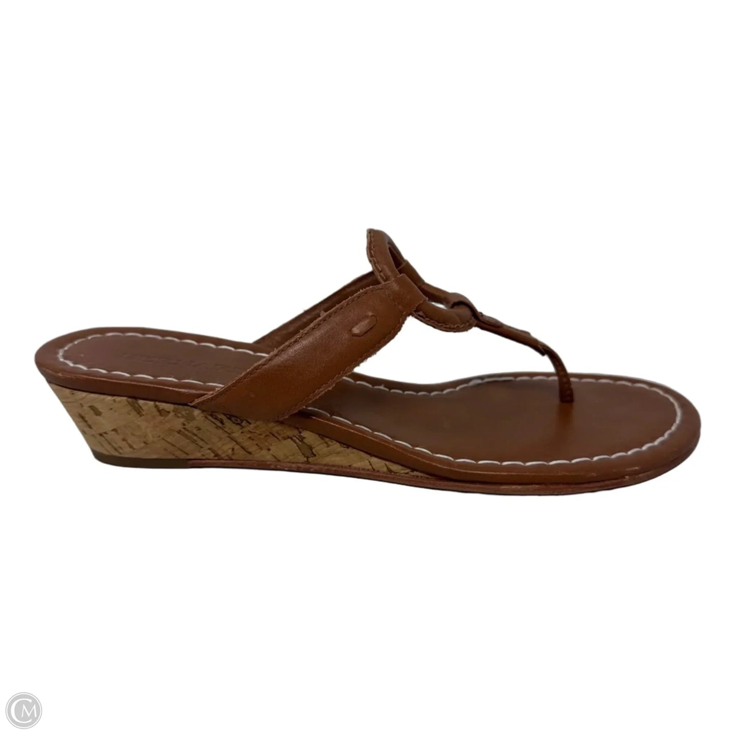 Leather Wedge Sandals Flip Flops By Bernardo In Tan, Size: 8
