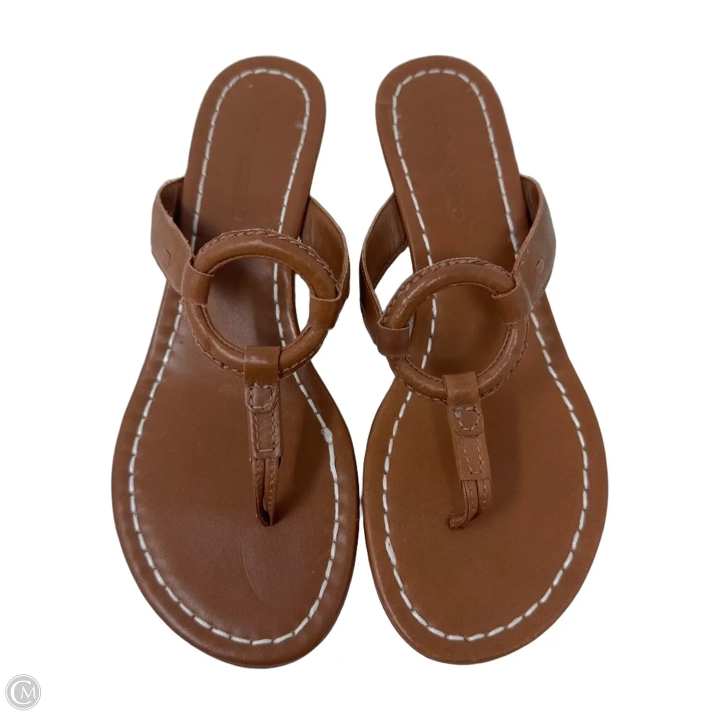 Leather Wedge Sandals Flip Flops By Bernardo In Tan, Size: 8