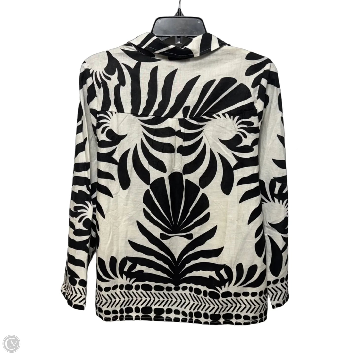 Top Long Sleeve By Rachel Zoe In Black & Cream, Size: M