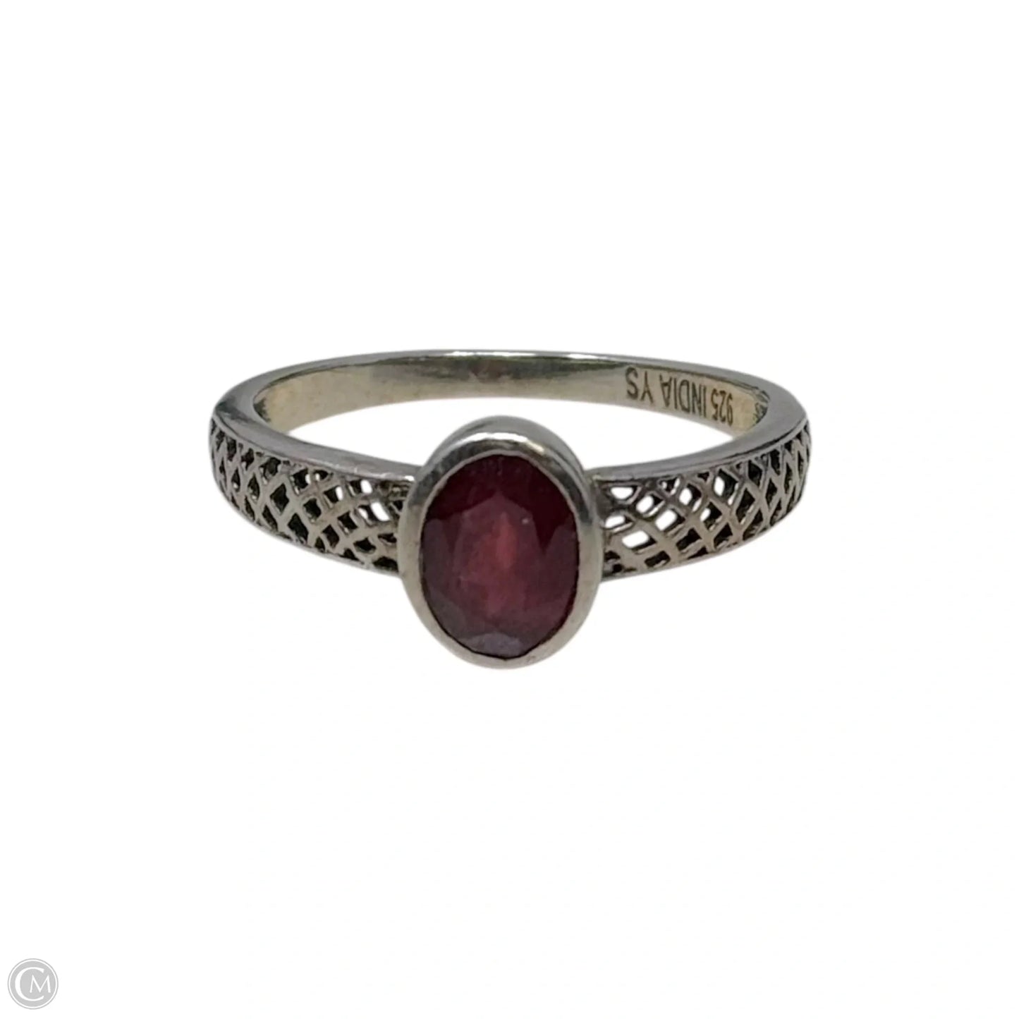Red Stone Ring Sterling Silver, Size: 10