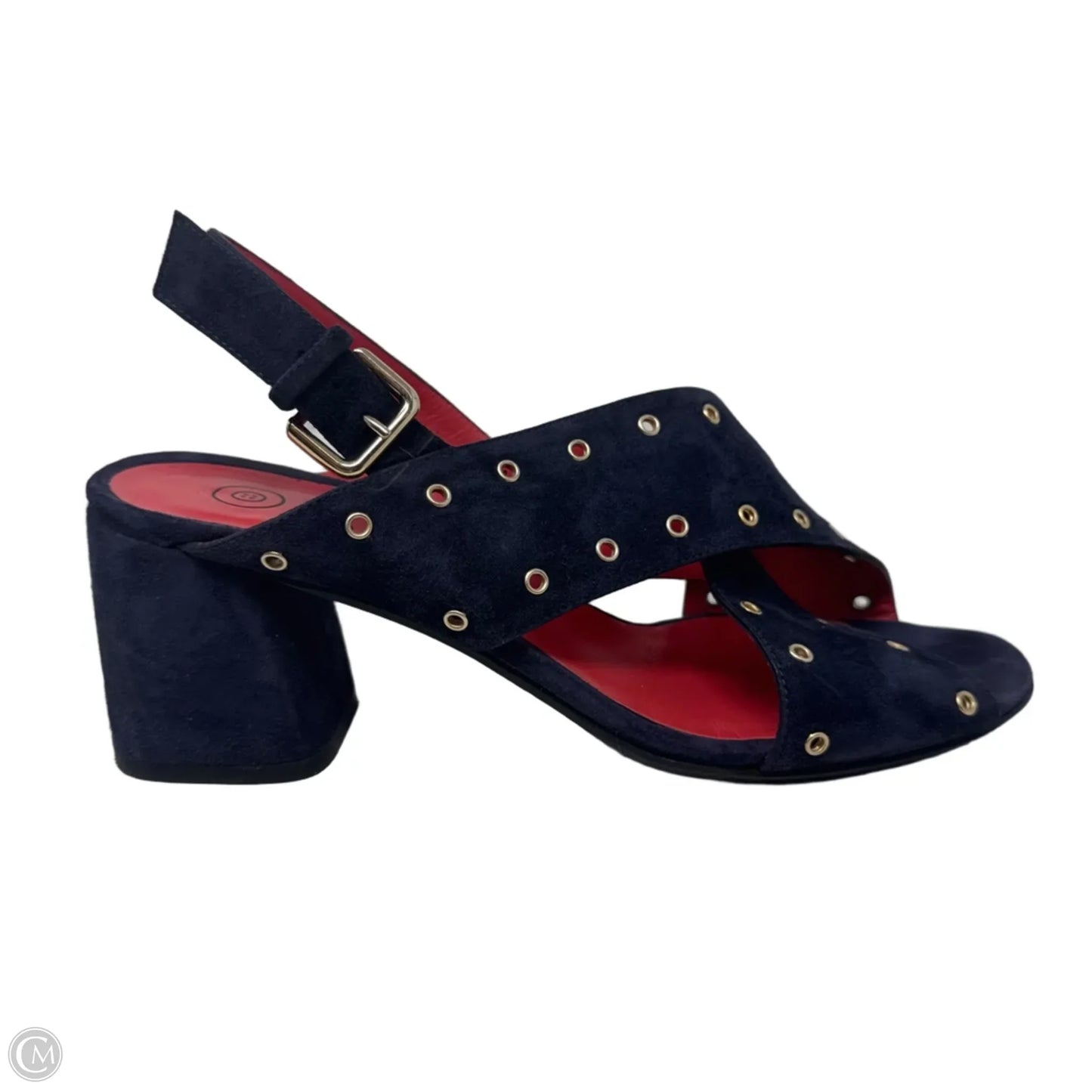 Fleur Suede Grommet Sandals By Pas de Rouge In Navy, Size: 8 (It 38)
