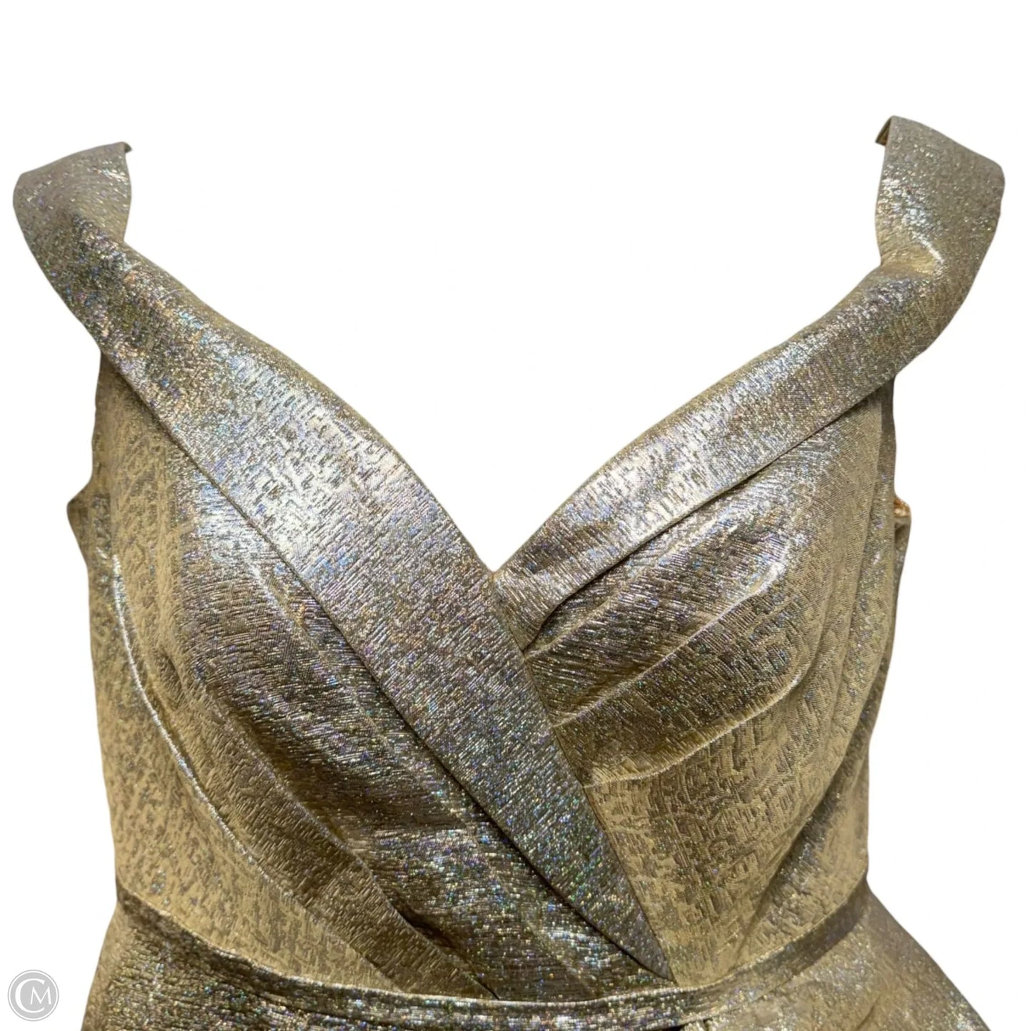 Metallic Ruffle Dress Party Short By Mac Duggal In Gold, Size: 12