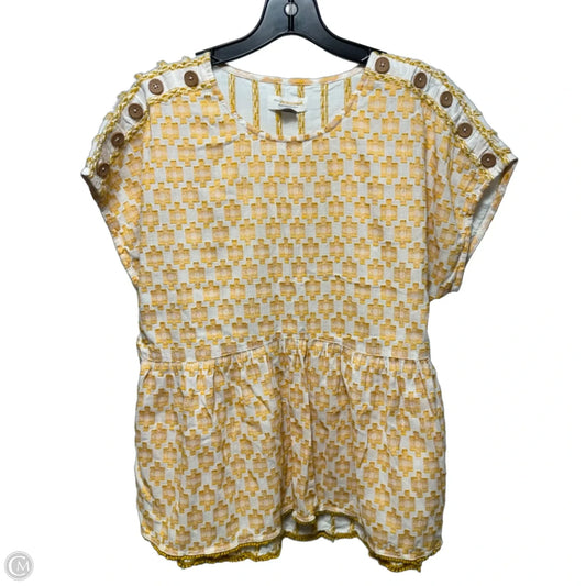 Top Sleeveless By Pilcro In White & Yellow, Size: M