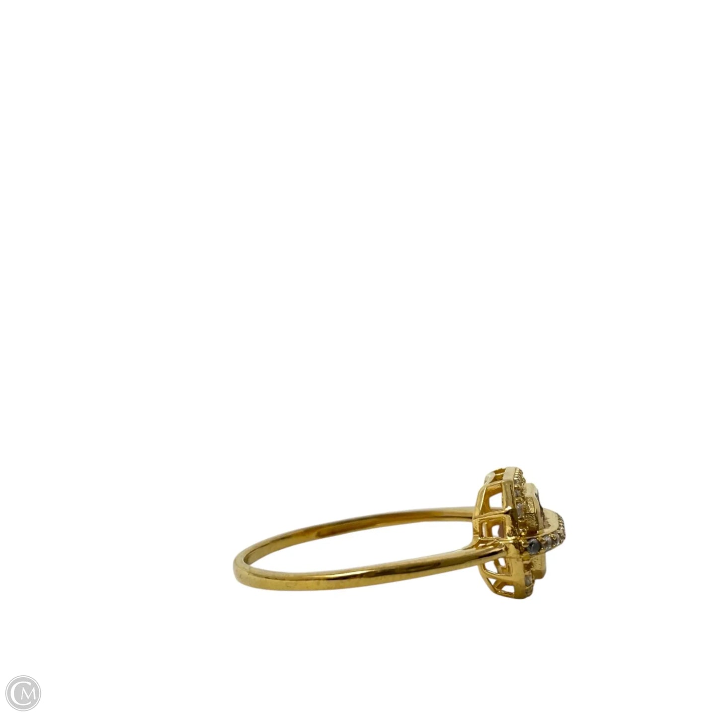 Gold Tone Pink & Clear Stone Statement Ring  By EHC, Size: 8