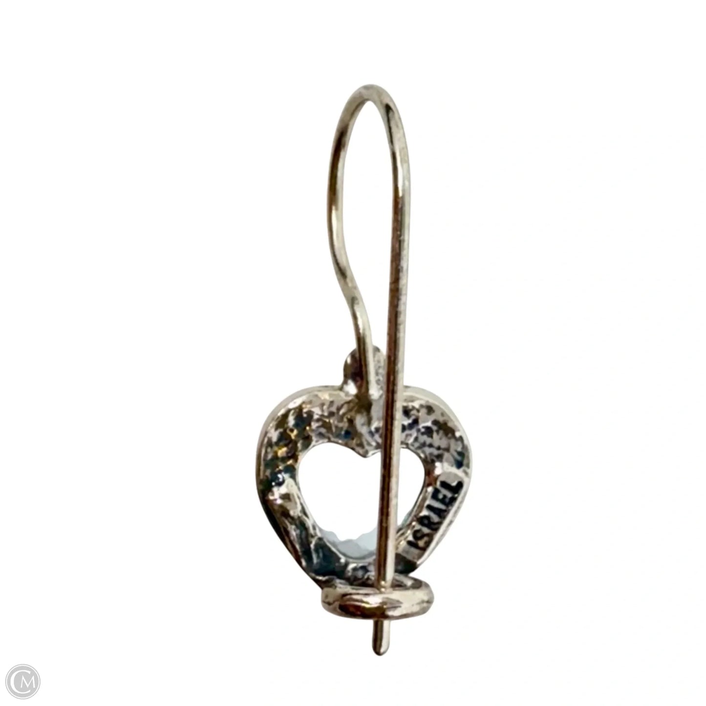 Silver & White Heart Drop Earrings Made In Israel