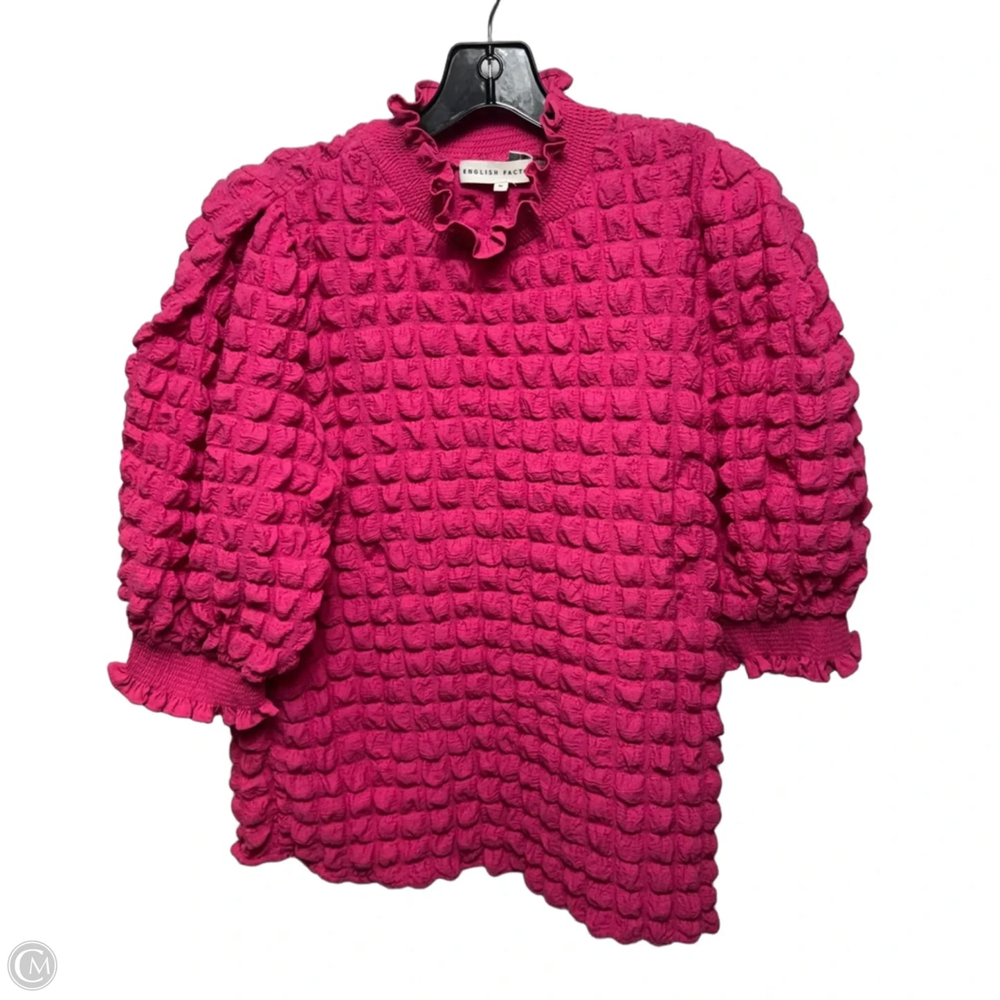 Textured Mock Neck Top By English Factory In Pink, Size: M