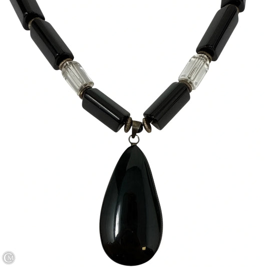 Mexican Black & Clear Stone Beaded Statement Necklace
