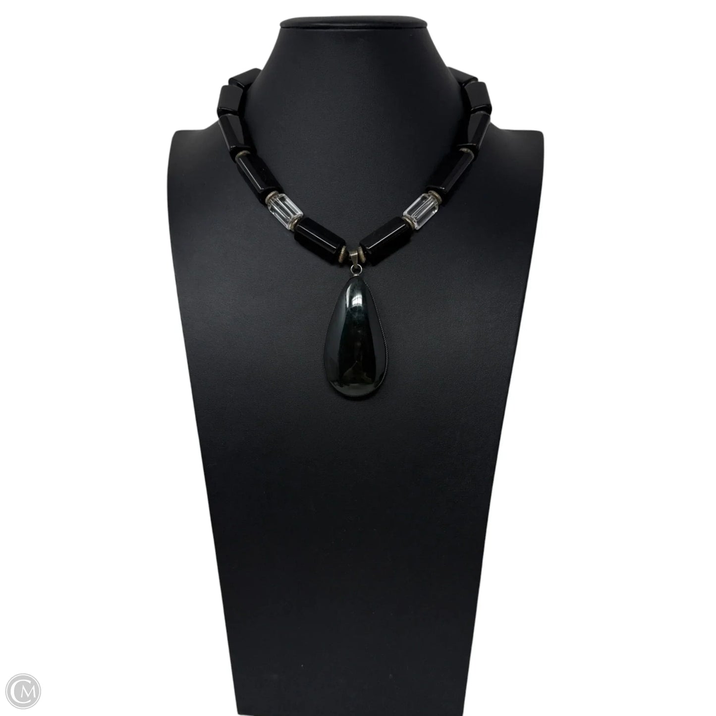 Mexican Black & Clear Stone Beaded Statement Necklace