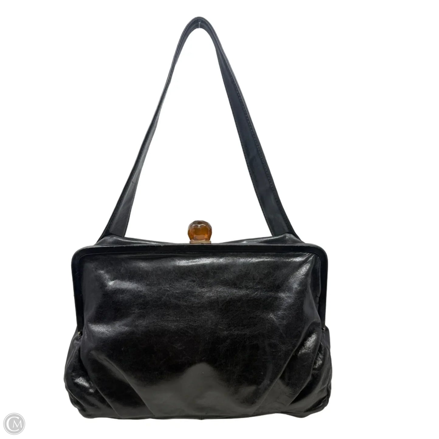 Vintage Vivian Frame Leather Bag By Hobo Intl, Size: Medium