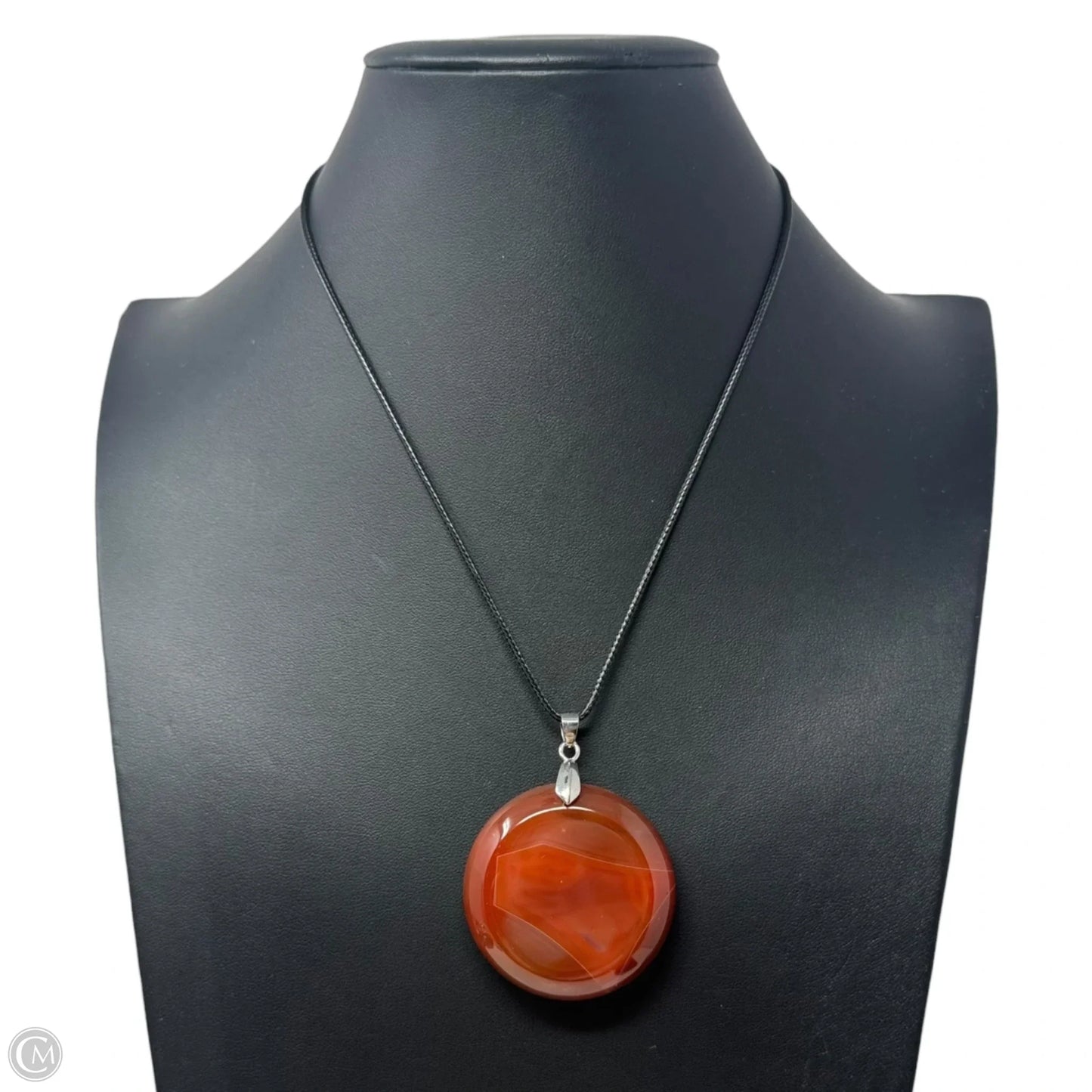 Red Stone Pendant on Braided Cord Necklace