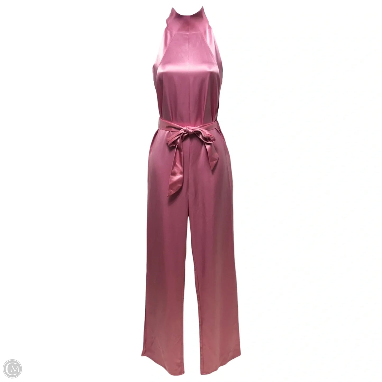 Silky Halter Jumpsuit By Something Navy In Pink, Size: Xs