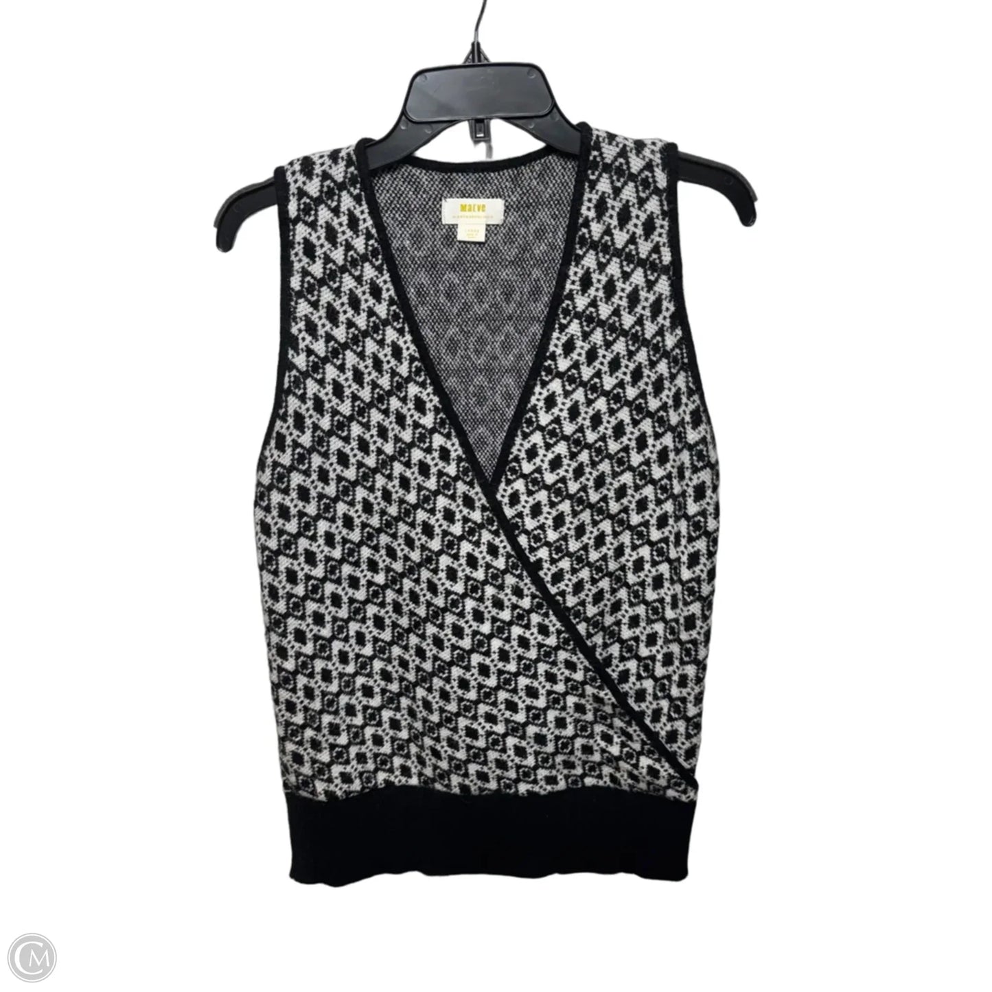 Vest Sweater By Maeve In Black & White, Size: L