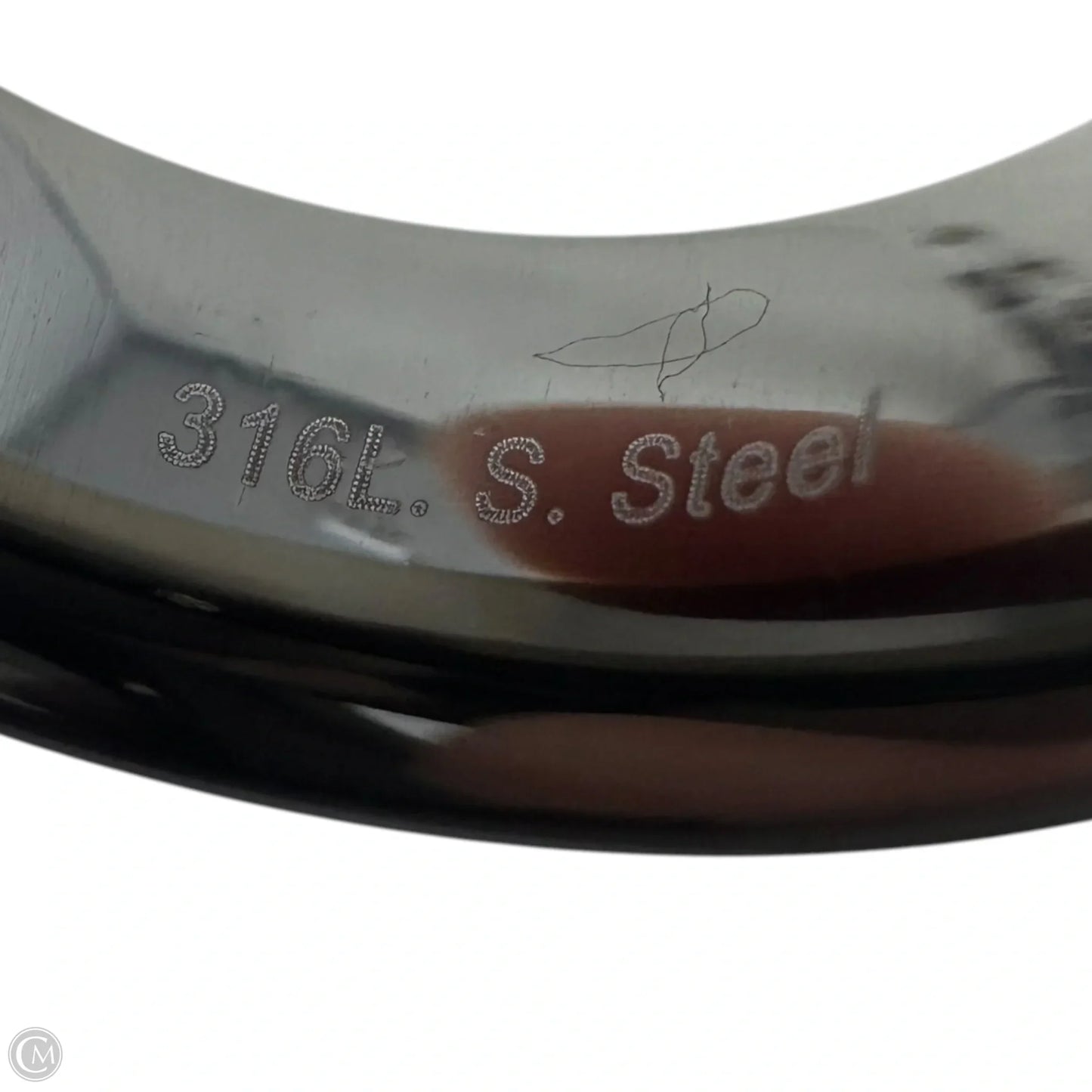 Faux Shell Stainless Steel Band Ring, Size: 9