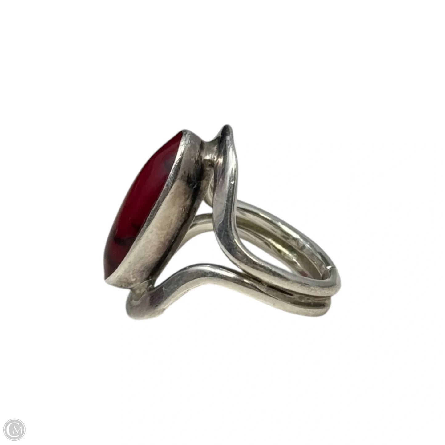 Red Stone Sterling Silver Statement Ring, Size: 8