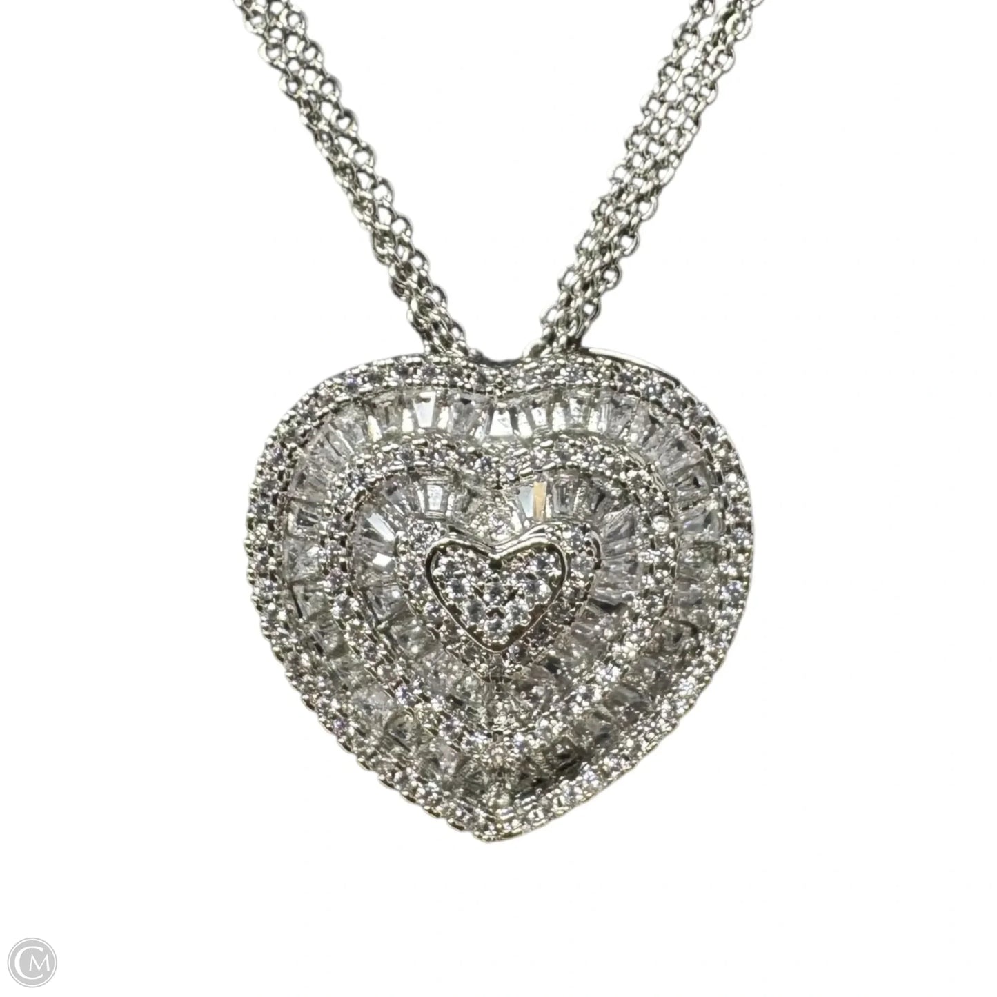 Heart Pendant on Three Strand Chain Necklace