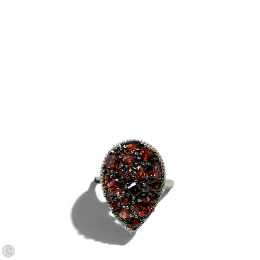 Mozambique Garnet & White Zircon 4.15 ctw Dahlia Flower Ring in Rhodium Over Sterling Silver By D’Joy, Size: 7