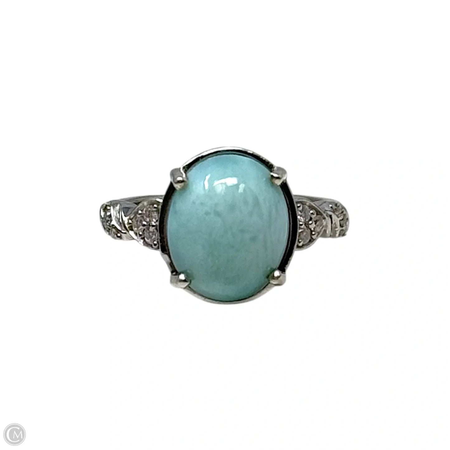 Larimar & Moissonite Ring Sterling Silver By D’Joy, Size: 7