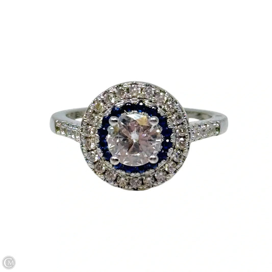 Double Halo Ring Sterling Silver, Size: 7