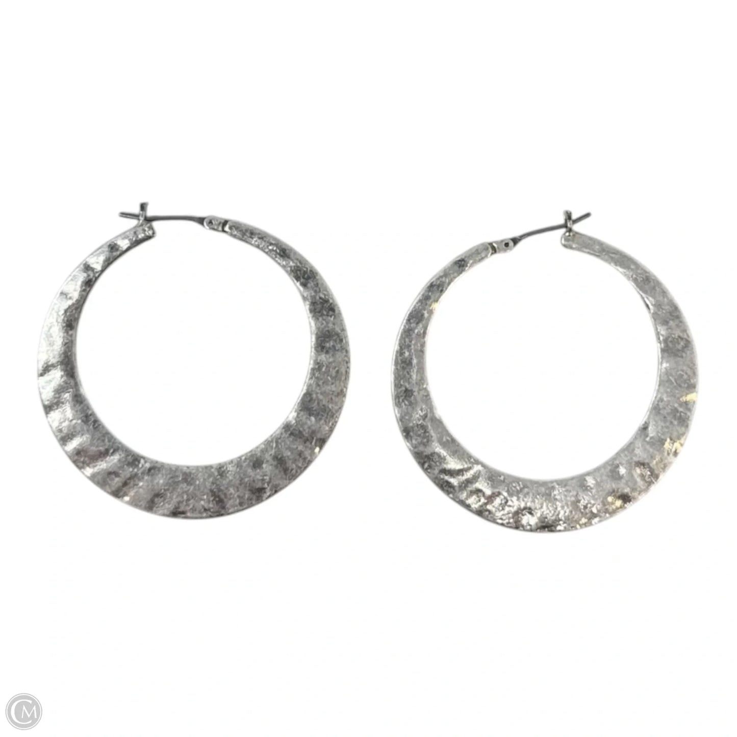 Hammered Silver Tone Hoop Earrings