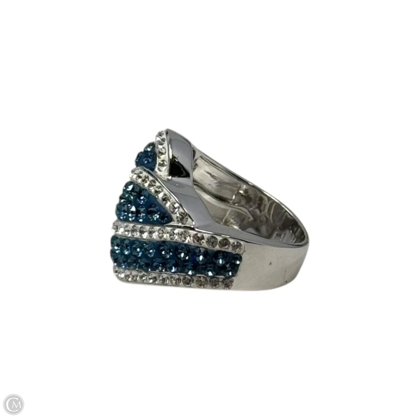 Blue & Silver Statement Ring, Size: 7