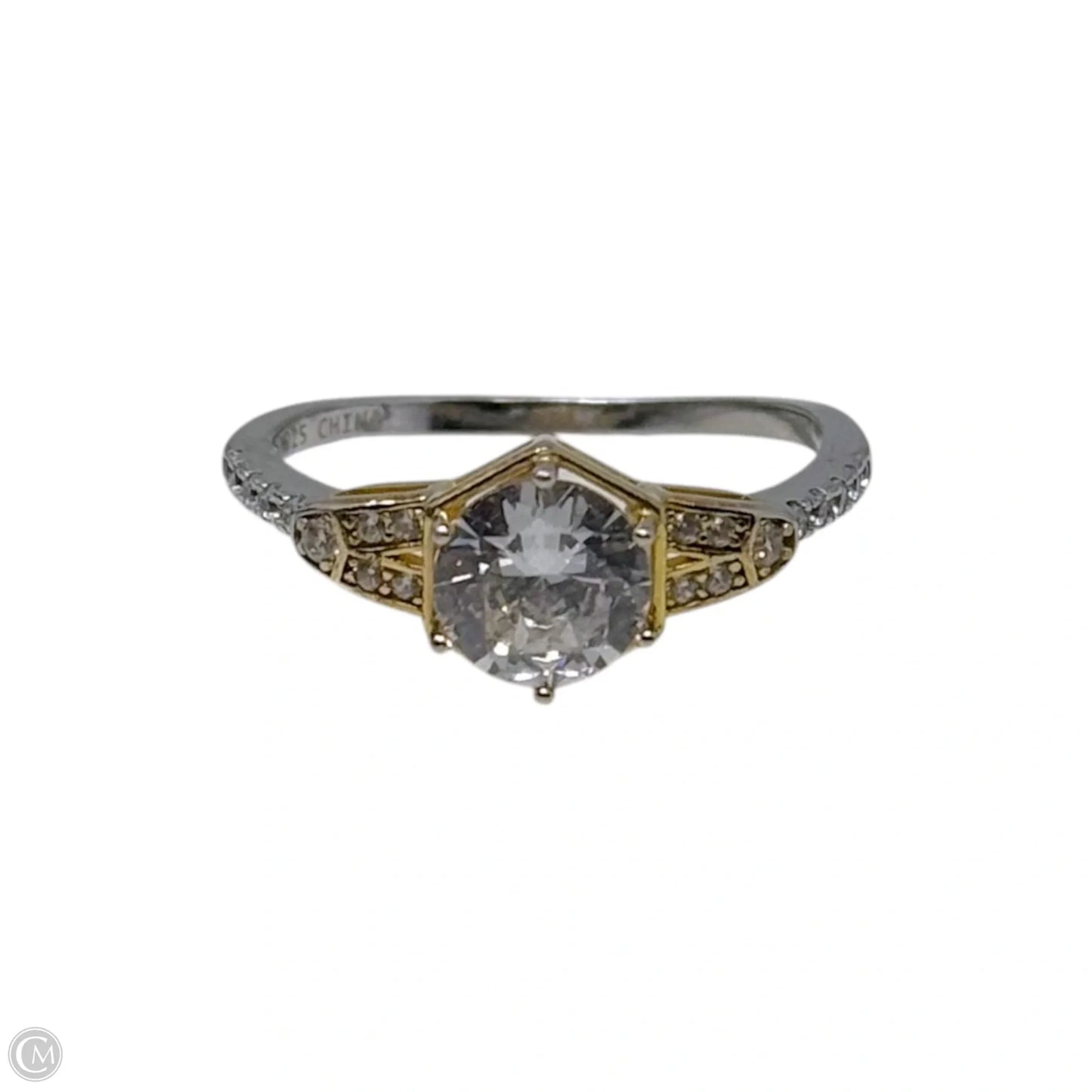 CZ Silver & Gold Tone Ring Sterling Silver, Size: 9