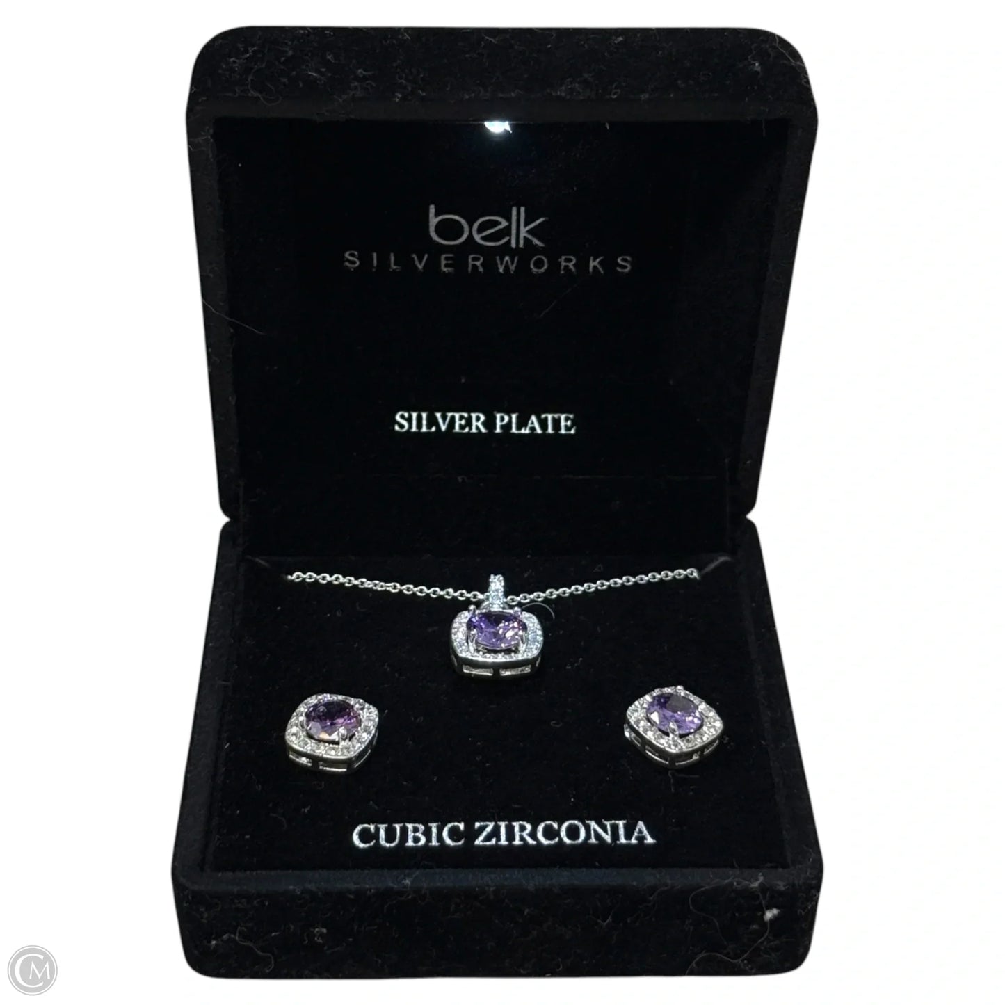 Silver Plated CZ Necklace & Earrings Set By Belk Silverworks