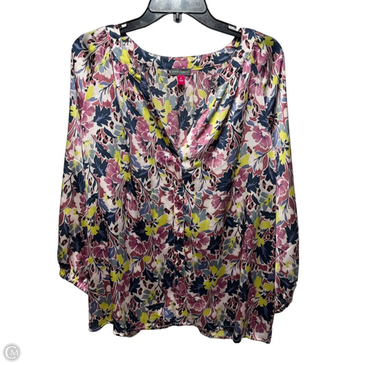 Windswept Wonder Top Long Sleeve By Vince Camuto In Floral Print, Size: 2x