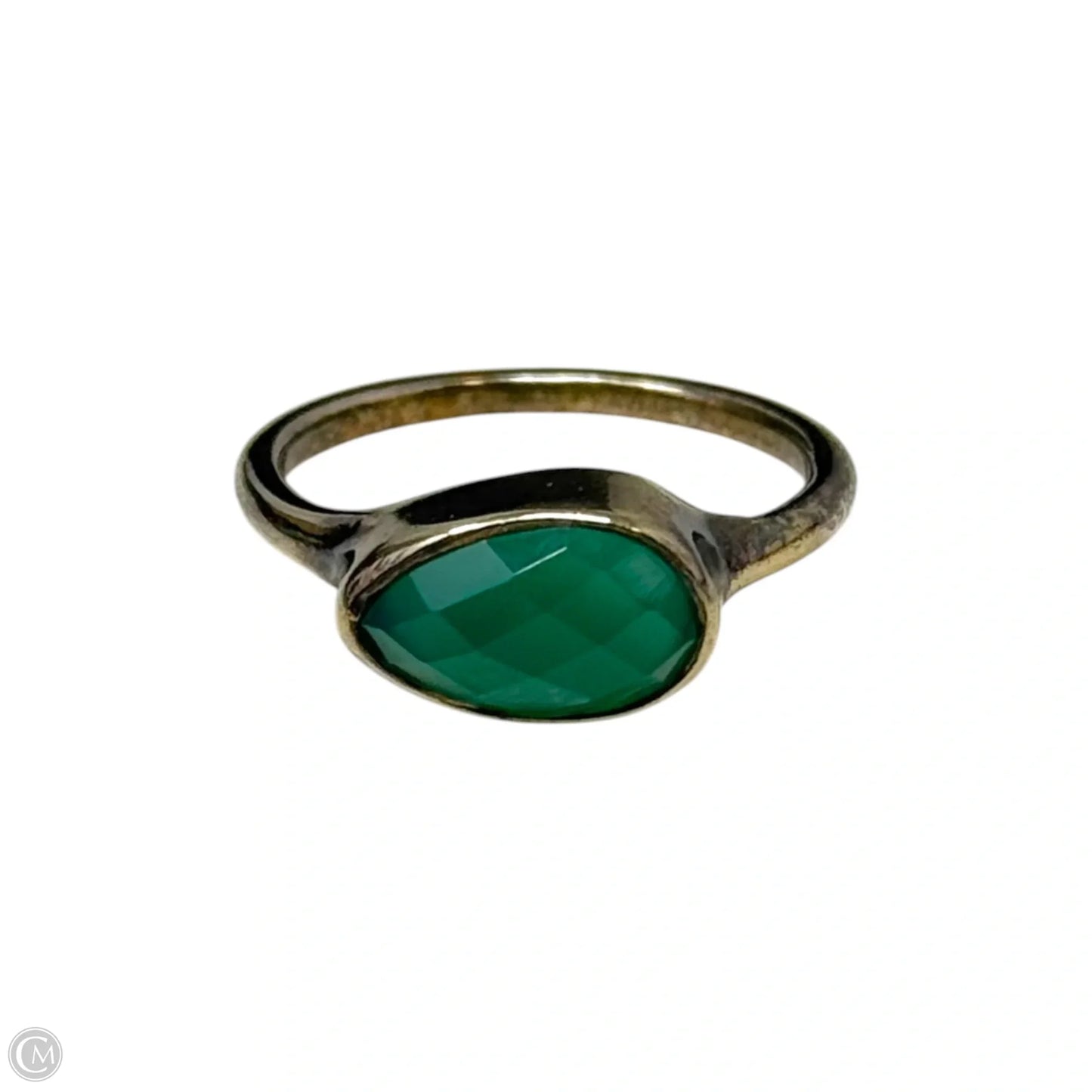 Green Gem Ring Sterling Silver, Size: 8