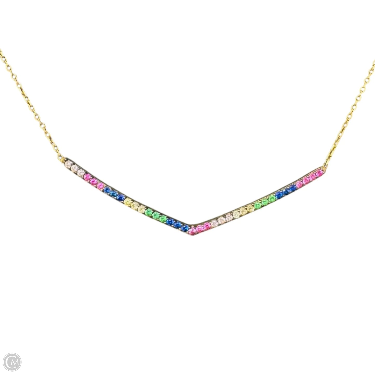 Diamanté Gold Tone Over Necklace Sterling Silver