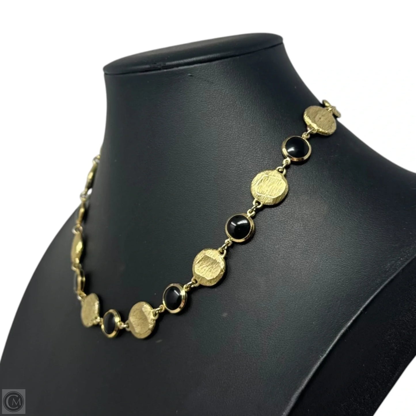 Gold & Black Disc Magnetic Closure Necklace